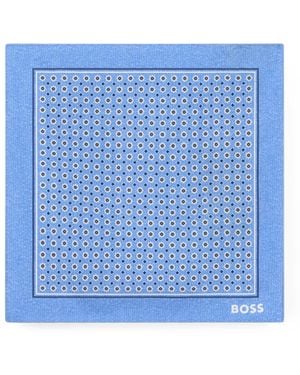 BOSS Geometric-Print Pocket Square - Blue
