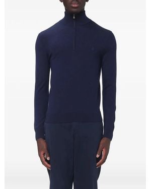 Etro Quarter-Zip Knitted Jumper - Blue
