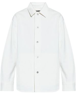 Jil Sander Japanese Raw Denim Long-Sleeved Shirt - White