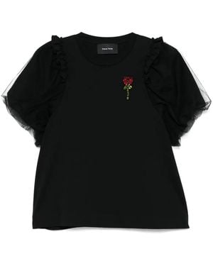 Simone Rocha フローラル Tシャツ - ブラック