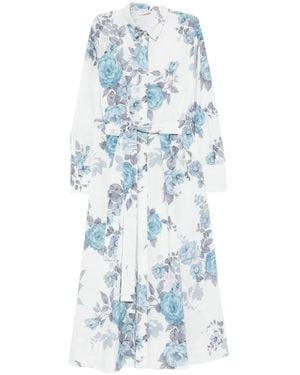 Marella Formica Floral Belted Midi Dress - Blue