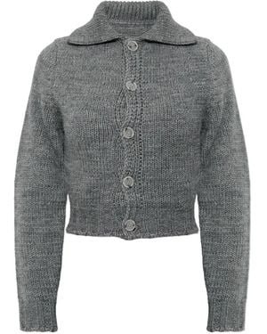 MM6 by Maison Margiela Chunky-Knit Cropped Cardigan - Grey