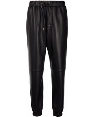 Philipp Plein Leather Track Trousers - Black