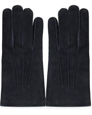 Moorer Suede-Finish Topstitched Gloves - Black