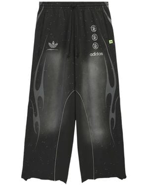HELLSTAR X Adidas Flame-Print Wide-Leg Track Trousers - Grey