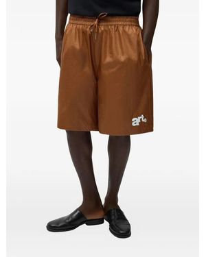 Arte' Drawstring Logo Shorts - Brown