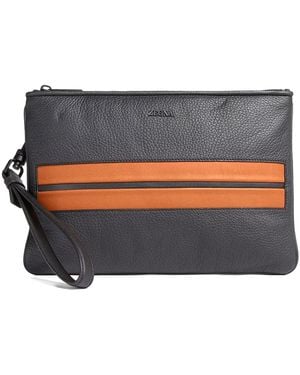 ZEGNA Leather Clutch Bag - Grey