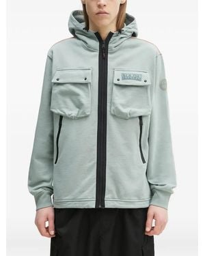 Napapijri Hoodie Zippé À Poche Kangourou - Blue