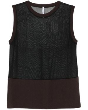 Liviana Conti Mesh-Panel Tank Top - Black
