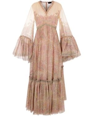 Etro Long Dress With Print - Natural