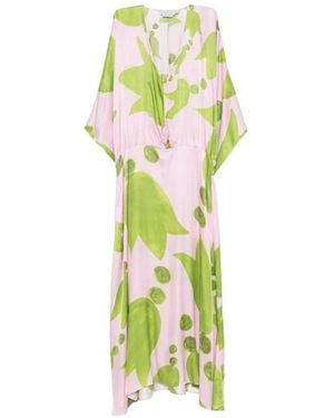 Themis Z Eudora Abstract-Print V-Neck Maxi Dress - White