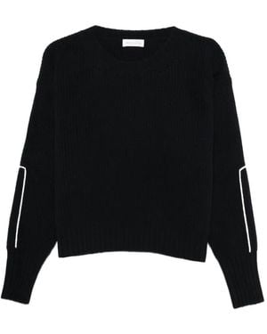 Roberto Collina Ribbed-Knit Embroidered Sweater - Black