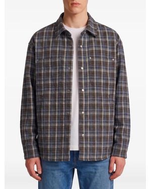 DUNST Quilted Plaid-Pattern Shirt - Gray