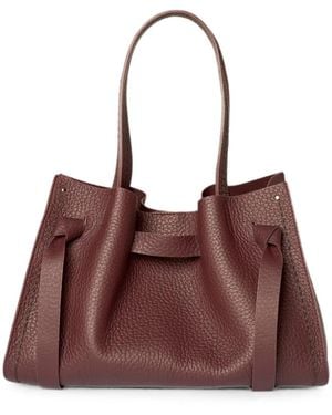 VISONA Vittoria Grained-Leather Knotted Tote Bag - Brown