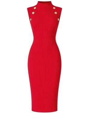 retroféte Robe En Maille Nunzia À Coupe Mi-Longue - Red