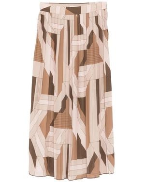 GANT Geometric Pleated Midi Skirt - Natural