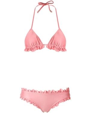 Amir Slama Ruffled-Trim Bikini - Pink