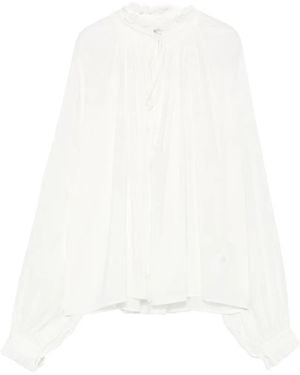 PT Torino Claudia Ruffled Tie-Neck Blouse - White