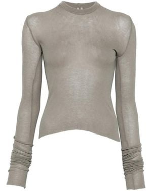 Rick Owens Hoodie Crop En Maille Nervurée - Grey