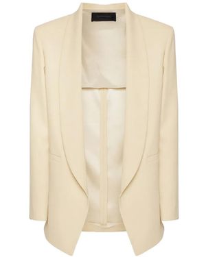 Elena Miro Shawl-Lapel Open-Front Blazer - Natural