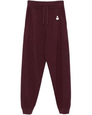 Isabel Marant Embroidered Logo Drawstring Track Pants - Purple