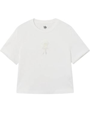 B+ AB Rosette Lace-Trim T-Shirt - White