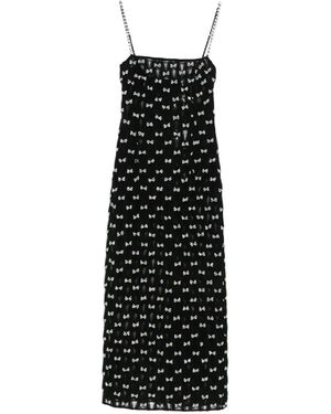 Nissa Bow-Embellished Midi Dress - Black