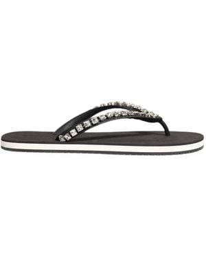 Dolce & Gabbana Crystal-Embellished Rubber Flip Flops - White
