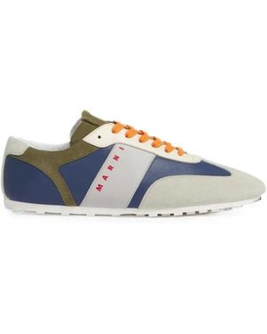 Marni Paneled Suede-Trimmed Sneakers - Blue