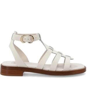 Frau Strappy Cage Sandals - White