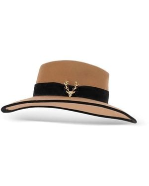 ALEXIA ALVAREZ DE TOLEDO Sombrero De Ala Ancha Con Detalle De Broche - Marrón