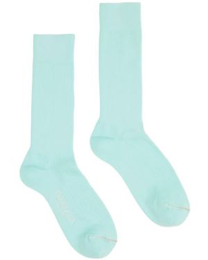 Fortela Lisle Logo-Print Socks - Blue