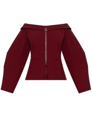 Gestuz Off-The-Shoulder Zip-Up Jacket - Red