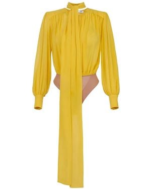 Elisabetta Franchi Body À Manches Bouffantes - Yellow