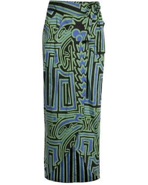 Johanna Ortiz Jupe Mi-Longue À Imprimé Abstrait - Vert