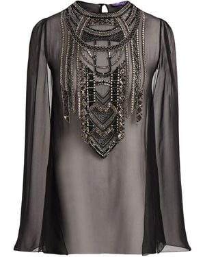 Ralph Lauren Embellished Cape Top - Black