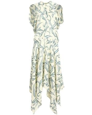 Proenza Schouler Leaf-Print Asymmetric Dress - White