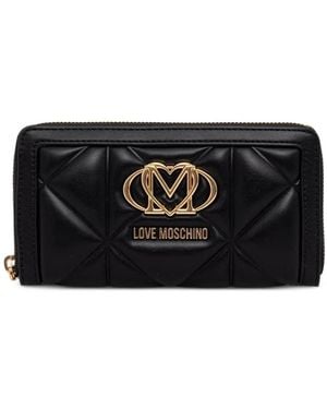 Love Moschino Quilted Logo-Plaque Wallet - Black