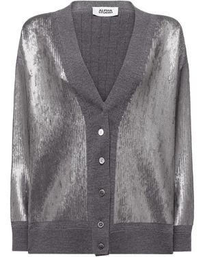 Alpha Studio Vest Met Knopen En Pailletten - Grijs