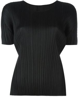 Pleats Please Issey Miyake Ribbed Shortsleeved T-shirt - Black