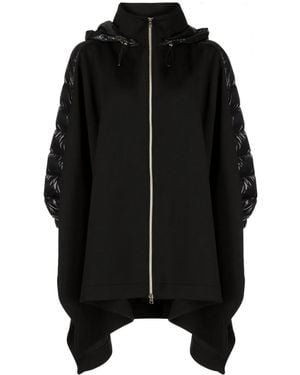 Herno Hooded Cotton Knitted Cape - Black