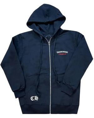 Chrome Hearts American Flag-Print Fleece Hoodie - Blue
