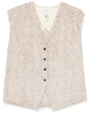 Alysi Button V-Neck Tank Top - White