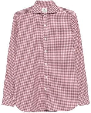 Luigi Borrelli Napoli Overhemd Met Gingham Ruit - Roze