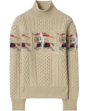 Burberry Pullover Mit Ritteremblem - Natur