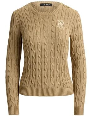 Ralph Lauren Button-Trim Cable-Knit Jumper - Natural