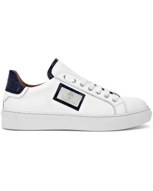 Billionaire Logo-Plaque Leather Trainers - White