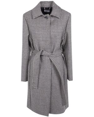 P.A.R.O.S.H. Houndstooth Belted Coat - Gray