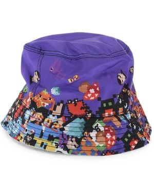 DSquared² Graphic-Print Bucket Hat - Purple