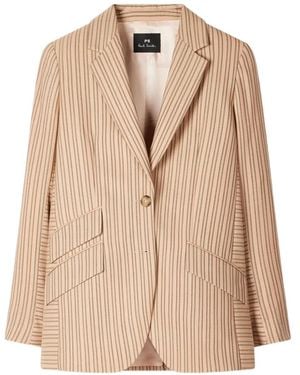 Paul Smith Single-Breasted Striped Blazer - Natural